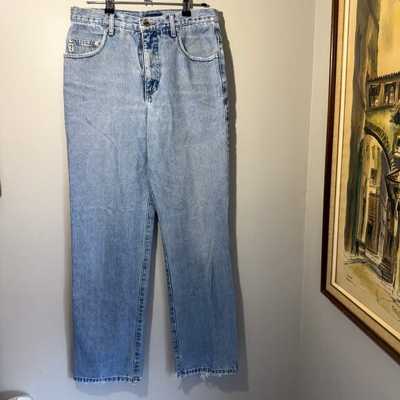 💎 Vintage 90s Guess Jeans USA Light Wash Straight Leg Denim - Picture 2 of 7